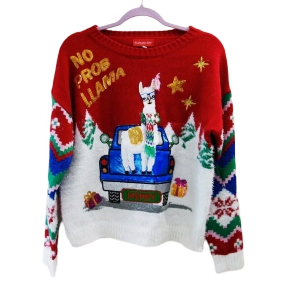 Blizzard Bay Ugly Christmas Sweater No Prob Llama NWOT Size XL